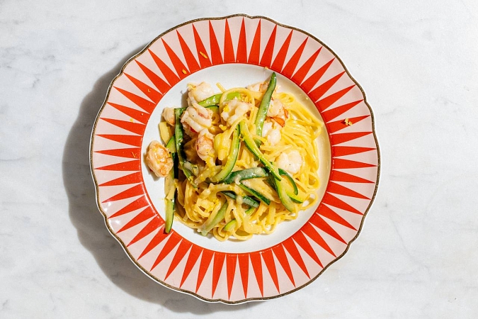 Тальолини с цукини и креветками